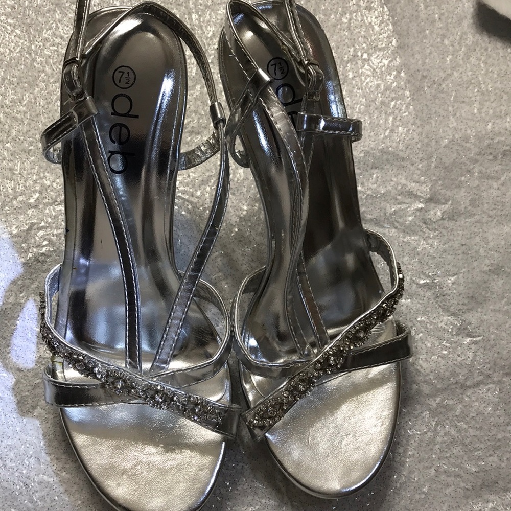 Silver Jeweled Prom Heels